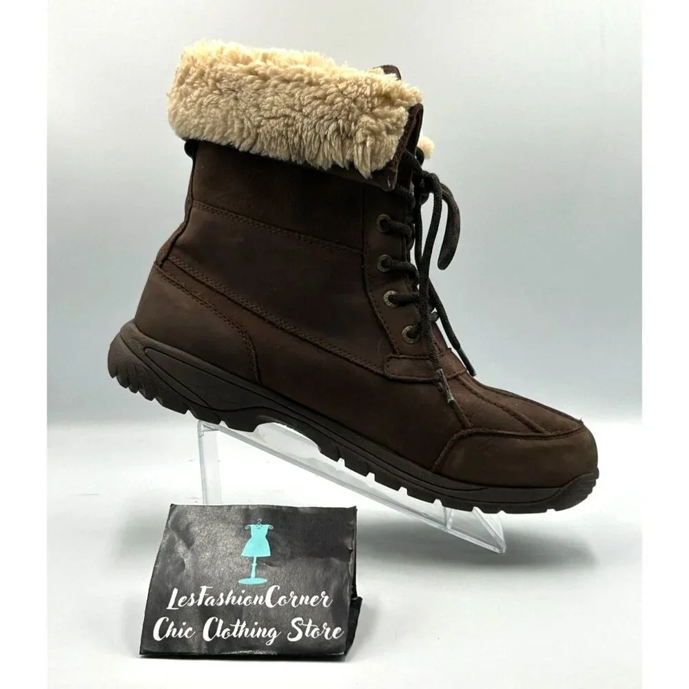 UGG Men's Brown Leather Adirondack lll Distressed Sheepskin Boots Size 10.5 3198 - Picture 15 of 16